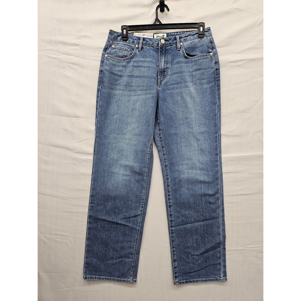 Seven7 Womens Loose Straight High Rise Jeans Blue Cotton Blend Casual Size 8